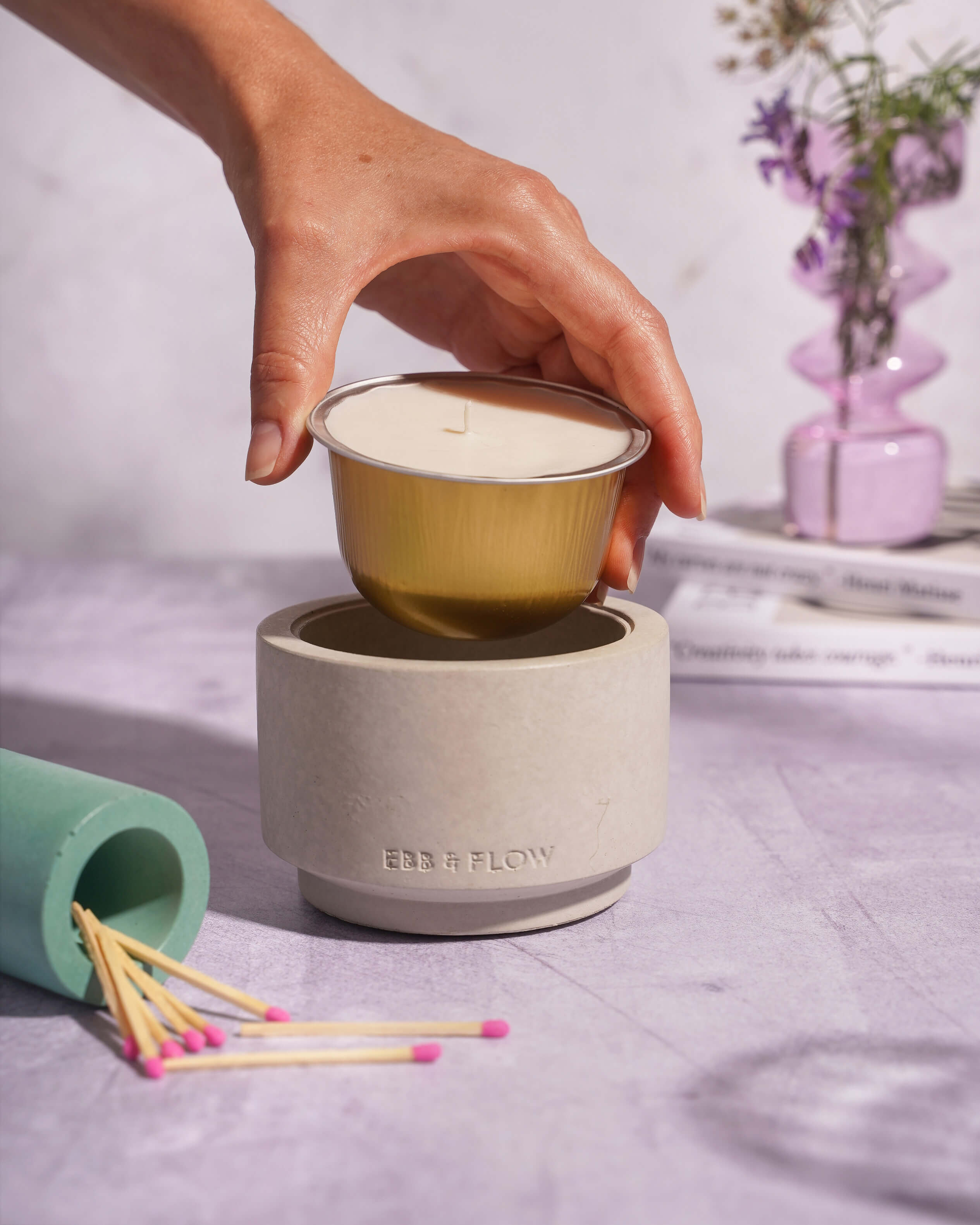 Refillable Concrete Candle - Lavender & Petitgrain